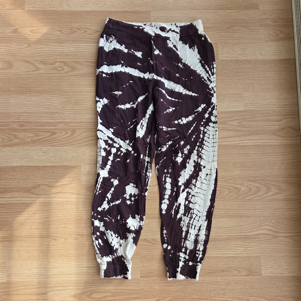 YOUNG FABULOUS AND BROKE Maroon and White Tie-Dye Joggers